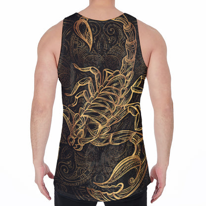 Gold Scorpio Print Men's Velvet Tank Top