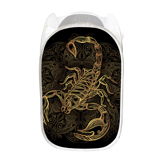 Gold Scorpio Print Mesh Laundry Hamper