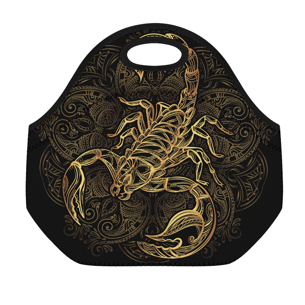 Gold Scorpio Print Neoprene Lunch Bag