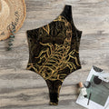 Gold Scorpio Print One Shoulder Bodysuit