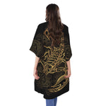 Gold Scorpio Print Open Front Beach Cover Up