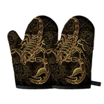 Gold Scorpio Print Oven Mitts