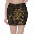 Gold Scorpio Print Pencil Mini Skirt