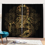 Gold Scorpio Print Pencil Pleat Curtains