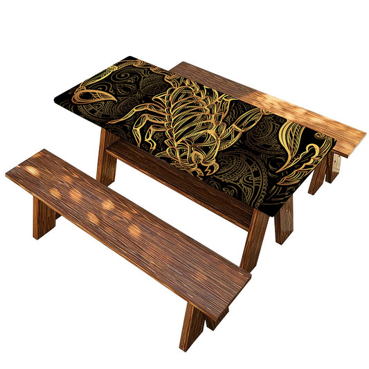 Gold Scorpio Print Picnic Table Cover