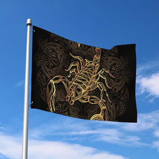 Gold Scorpio Print Polyester Flag