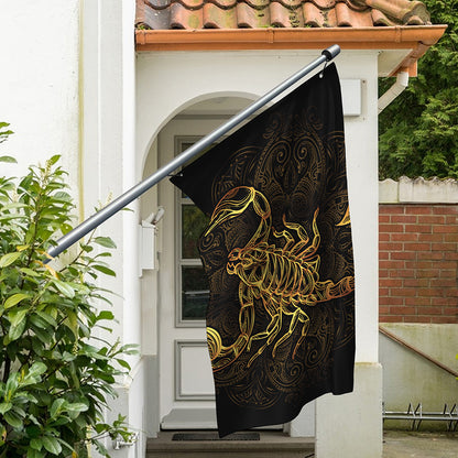 Gold Scorpio Print Polyester Flag