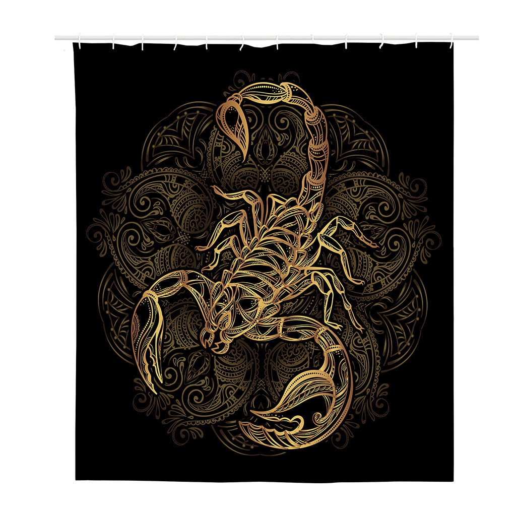 Gold Scorpio Print Polyester Shower Curtain