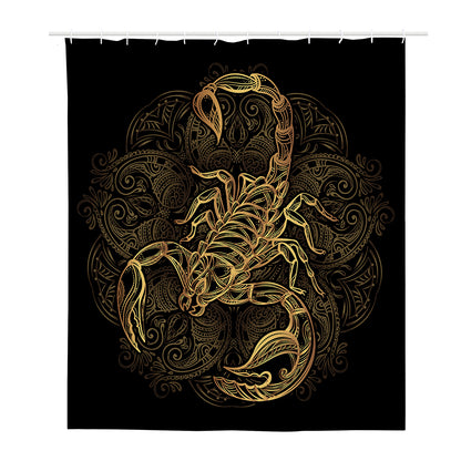 Gold Scorpio Print Polyester Shower Curtain