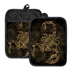Gold Scorpio Print Pot Holders With Pocket