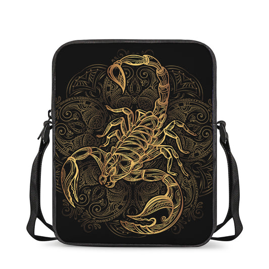 Gold Scorpio Print Rectangular Crossbody Bag