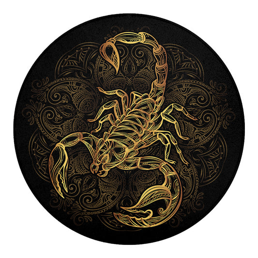 Gold Scorpio Print Round Blanket