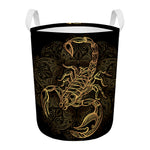 Gold Scorpio Print Round Laundry Basket