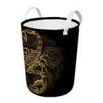 Gold Scorpio Print Round Laundry Basket