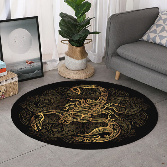 Gold Scorpio Print Round Rug