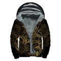 Gold Scorpio Print Sherpa Lined Zip Up Hoodie
