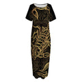 Gold Scorpio Print Short Sleeve Long Nightdress