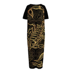 Gold Scorpio Print Short Sleeve Long Nightdress