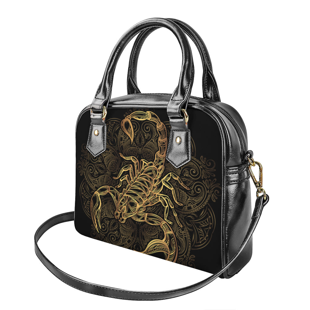 Gold Scorpio Print Shoulder Handbag