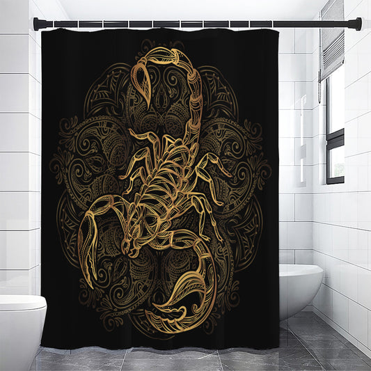 Gold Scorpio Print Shower Curtain