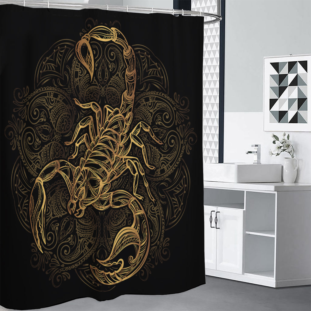 Gold Scorpio Print Shower Curtain