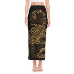 Gold Scorpio Print Side Slit Maxi Skirt
