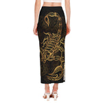 Gold Scorpio Print Side Slit Maxi Skirt