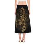 Gold Scorpio Print Side Slit Midi Skirt