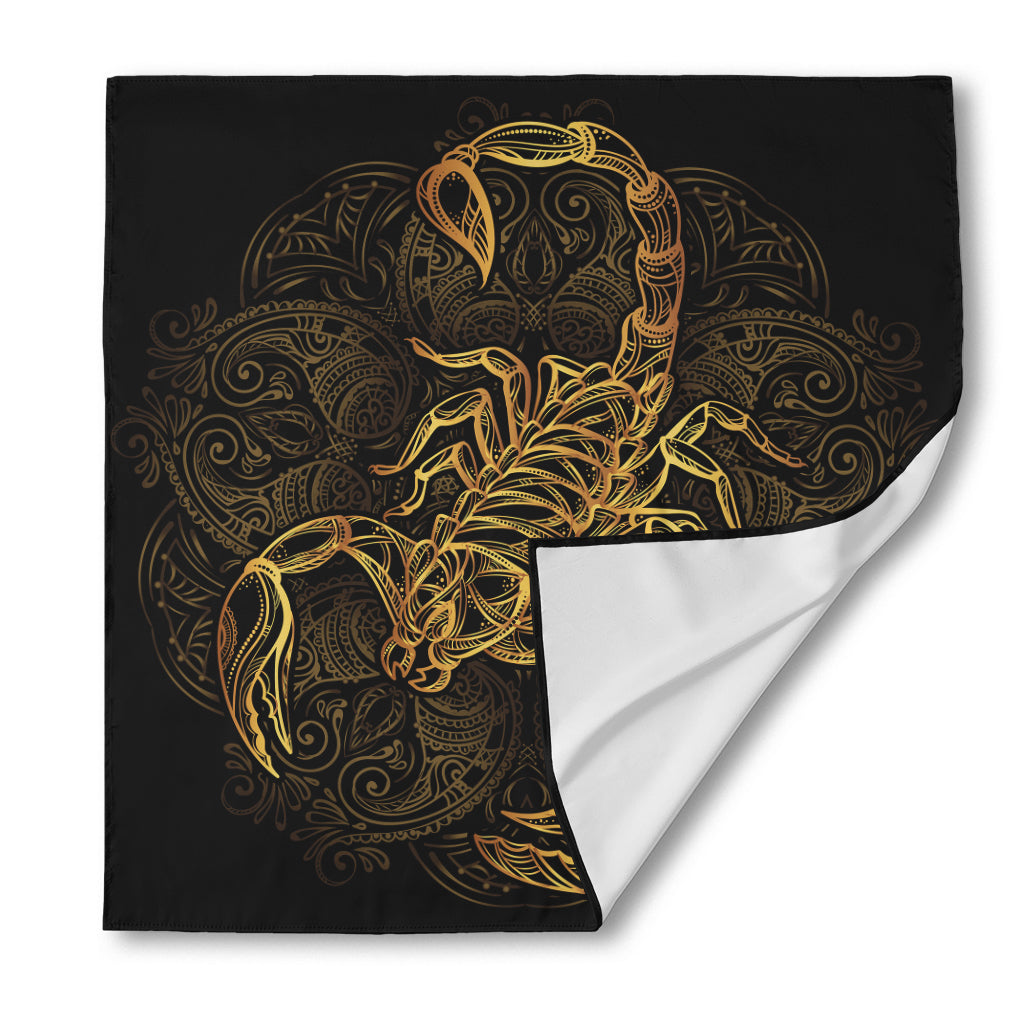 Gold Scorpio Print Silk Bandana