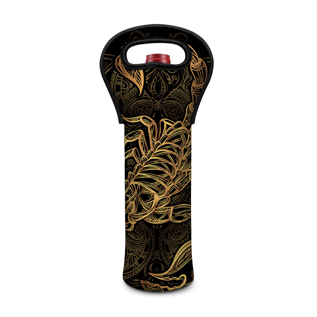 Gold Scorpio Print Single Neoprene Wine Tote