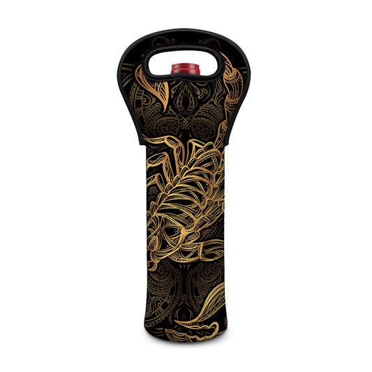 Gold Scorpio Print Single Neoprene Wine Tote