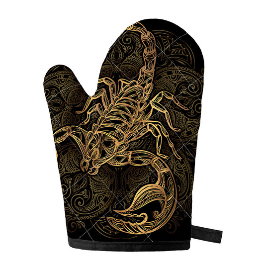 Gold Scorpio Print Single Oven Mitt