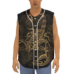 Gold Scorpio Print Sleeveless Baseball Jersey