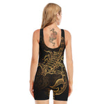 Gold Scorpio Print Sleeveless One Piece Swimsuit