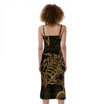 Gold Scorpio Print Slim Fit Midi Cami Dress