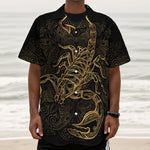 Gold Scorpio Print Textured Short Sleeve Shirt