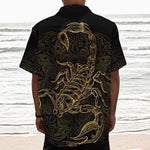 Gold Scorpio Print Textured Short Sleeve Shirt