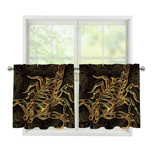 Gold Scorpio Print Tier Curtains