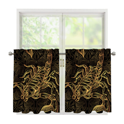 Gold Scorpio Print Tier Curtains
