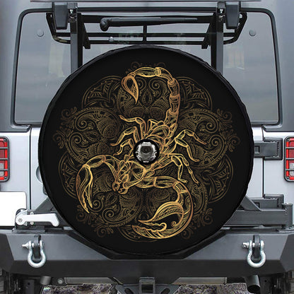 Gold Scorpio Print Tire Cover With Camera Hole
