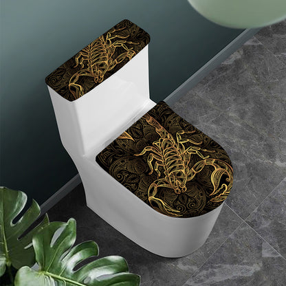 Gold Scorpio Print Toilet Lid And Tank Cover Set