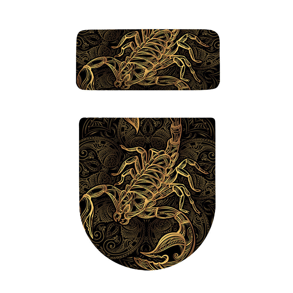 Gold Scorpio Print Toilet Lid And Tank Cover Set