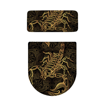Gold Scorpio Print Toilet Lid And Tank Cover Set