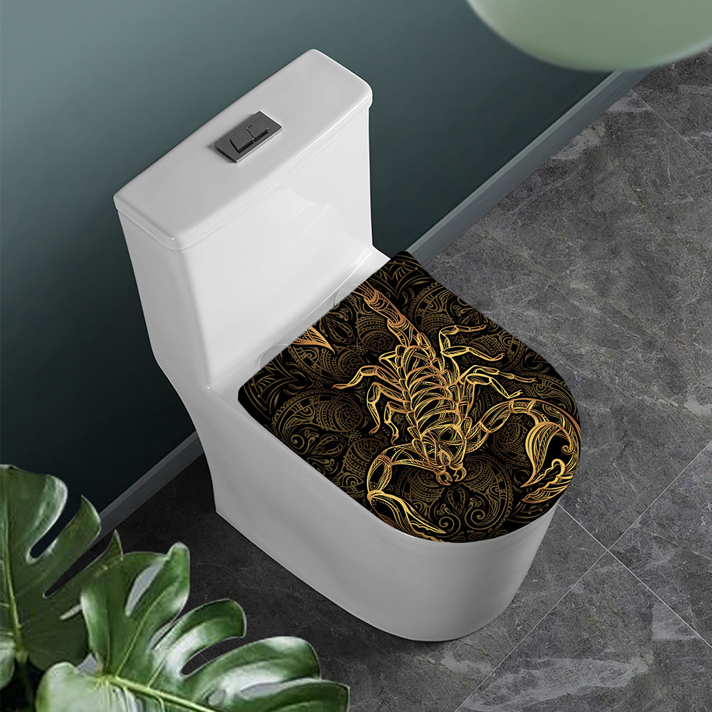 Gold Scorpio Print Toilet Lid Cover