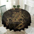 Gold Scorpio Print Waterproof Round Tablecloth
