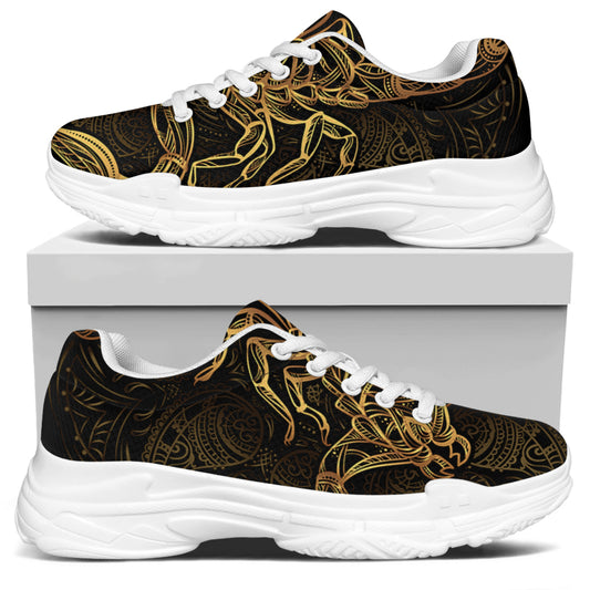 Gold Scorpio Print White Chunky Shoes
