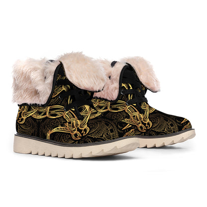 Gold Scorpio Print Winter Boots
