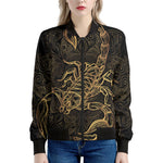 Gold Scorpio Print Women's Bomber Jacket