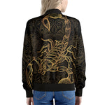 Gold Scorpio Print Women's Bomber Jacket