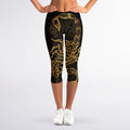 Gold Scorpio Print Women's Capri Leggings